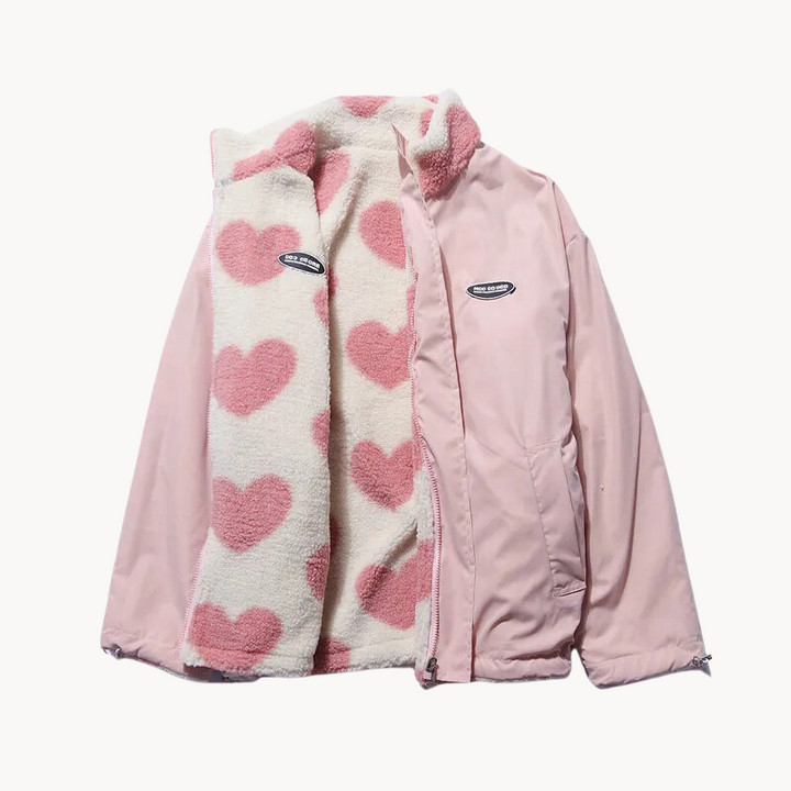 Drune | Romantische Damenjacke mit doppelseitigem Herzmuster