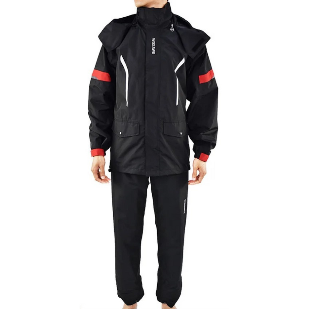 Drune | Herren Motorrad Regenjacke wasserdicht - Reflektierend schwarz/grün S-2XL