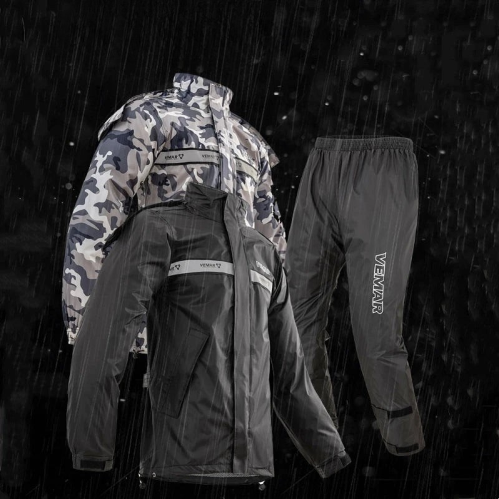Drune | Unisex wasserdichter Motorrad-Regenanzug mit Kapuze