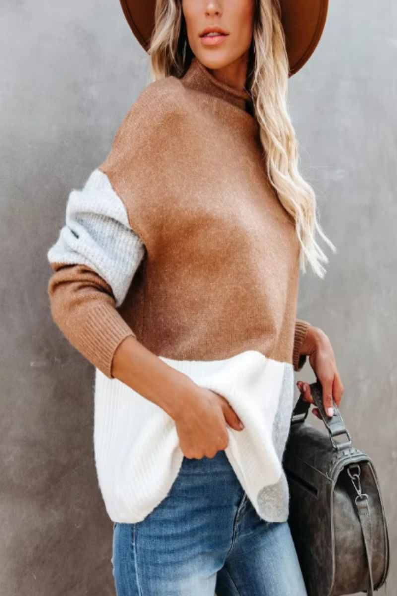 Drune | Warmer Pullover mit trendigem Blockfarbenmuster für Frauen