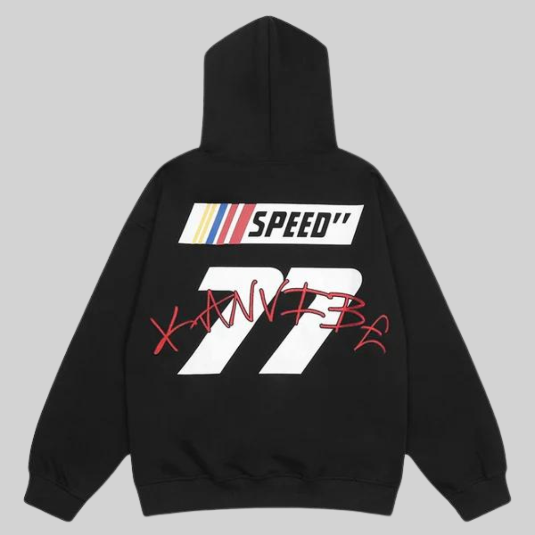 Drune Hoodie - Weinlese - Speed Druck Gestickt