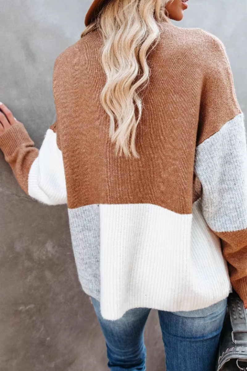 Drune | Warmer Pullover mit trendigem Blockfarbenmuster für Frauen
