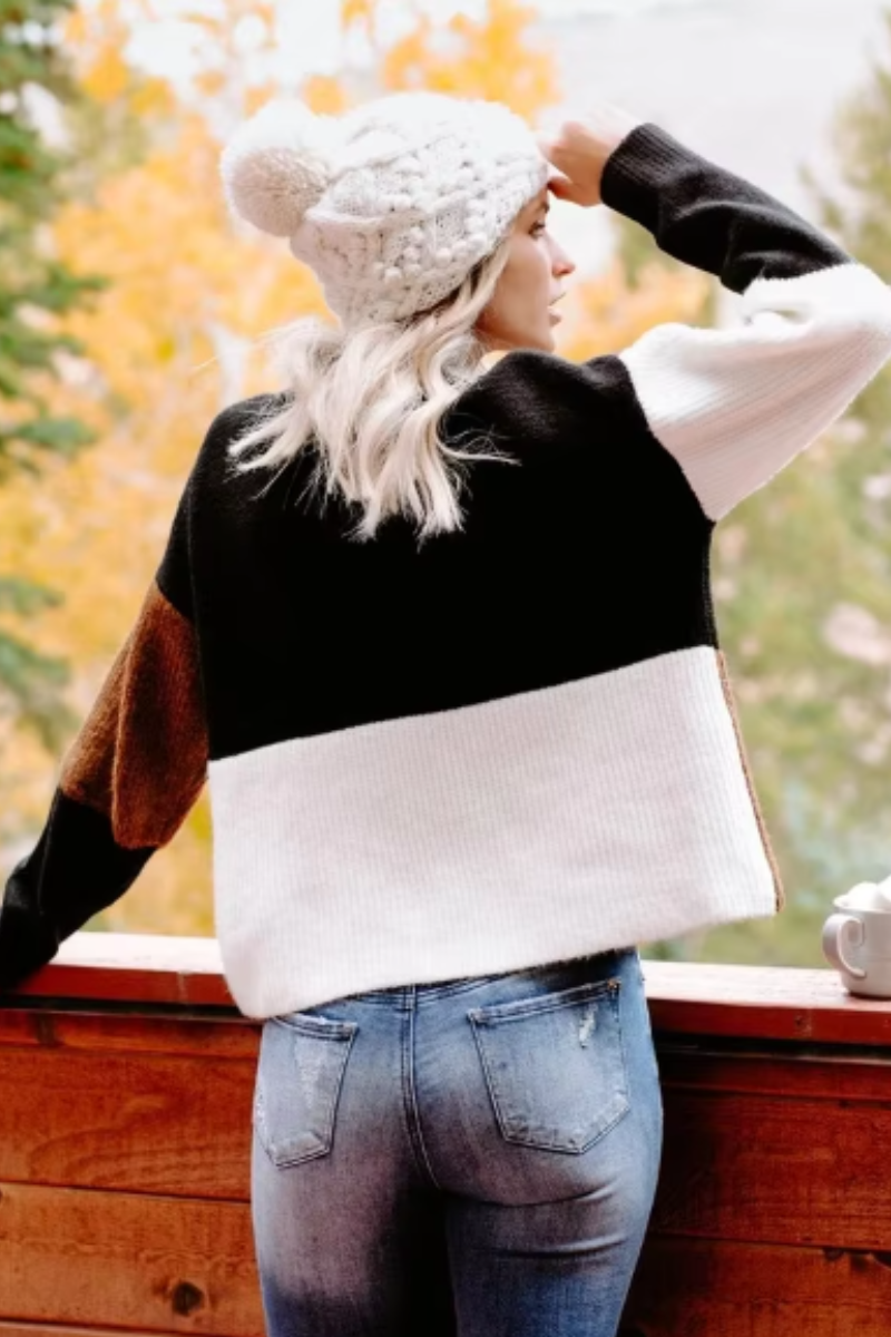 Drune | Warmer Pullover mit trendigem Blockfarbenmuster für Frauen