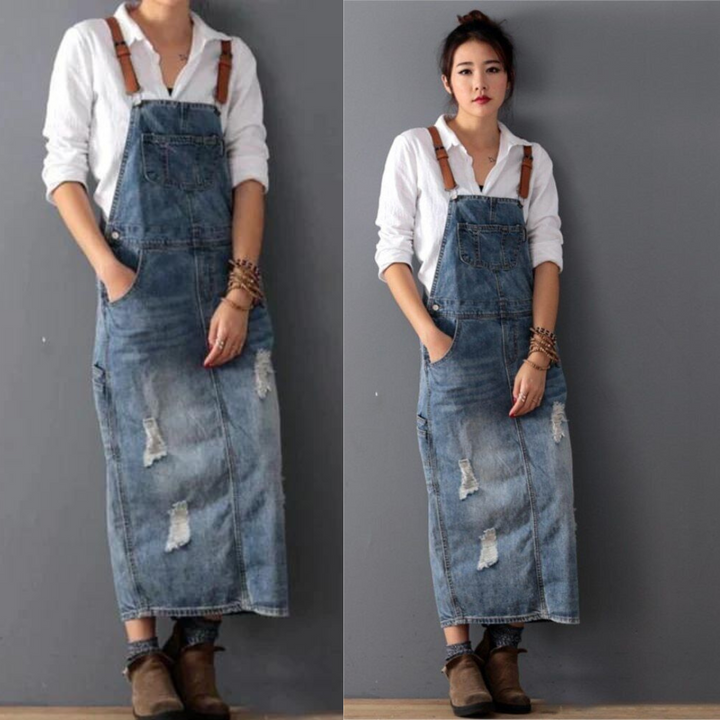 Drune | Stilvolles Weinlese Denim Kleid