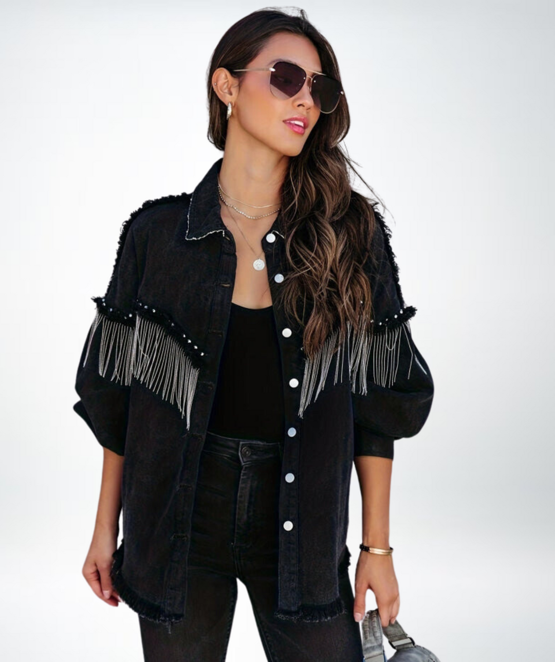 Drune | Casual schwarze Jeansjacke