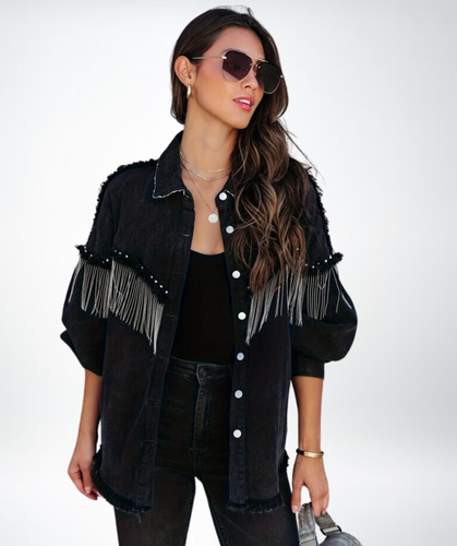 Drune | Casual schwarze Jeansjacke