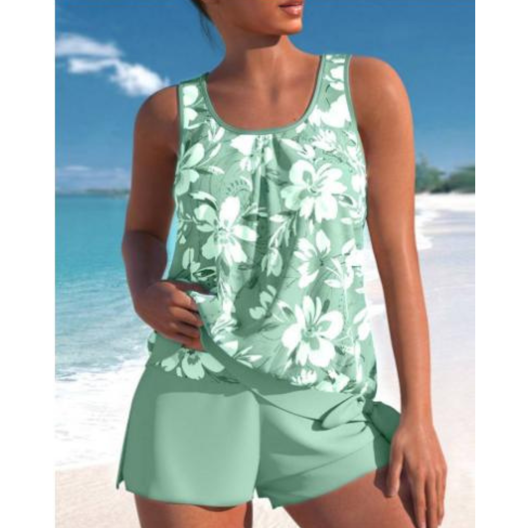 Drune | Damen Blumenmuster Zweiteiliges Badeanzug Set Bright