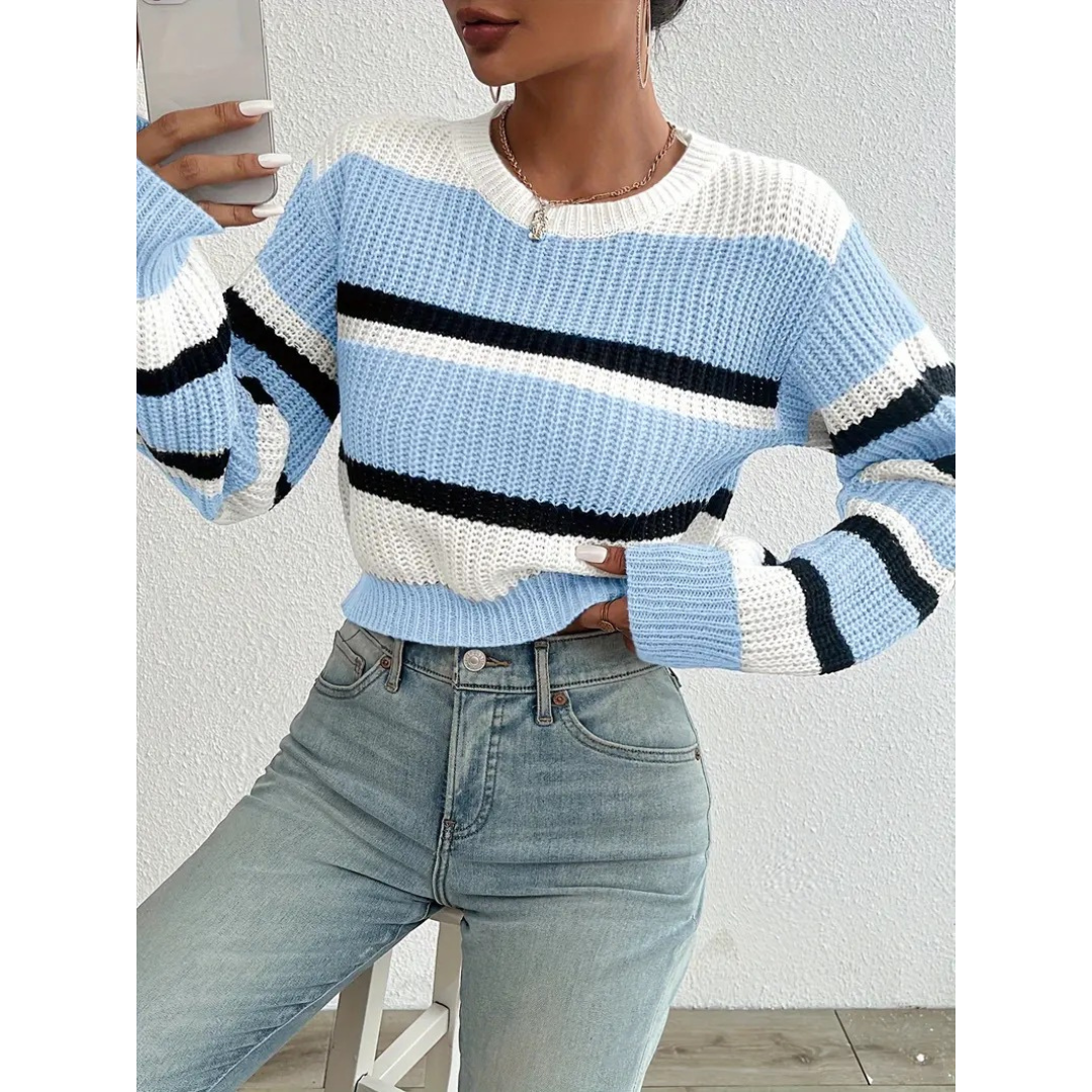 Drune | Bequemer Pullover für Damen mit Streifen und langen Ärmeln