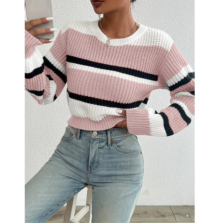 Drune | Bequemer Pullover für Damen mit Streifen und langen Ärmeln
