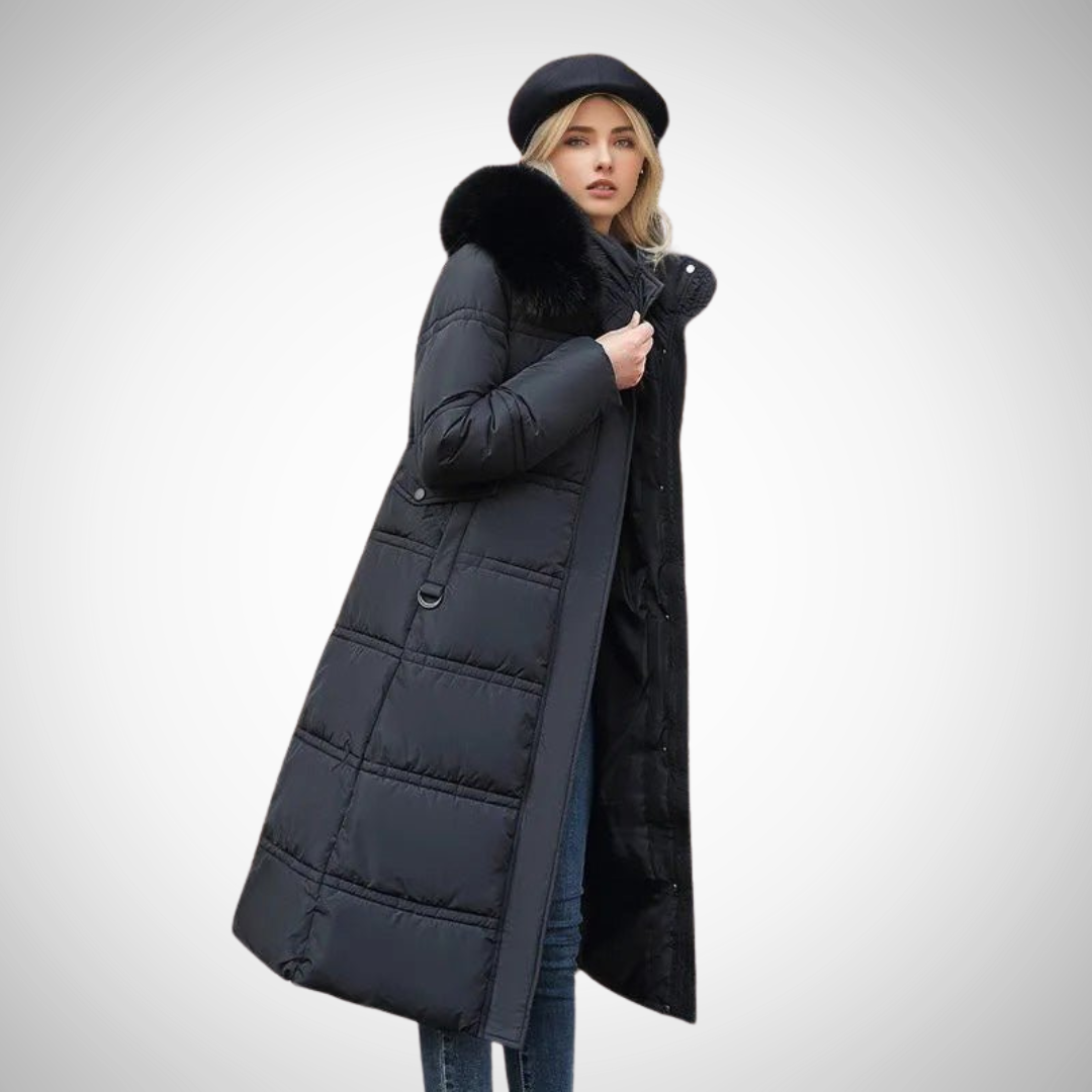 Drune | Lang Faux Fur Besatz Pufferjacke Für Damen