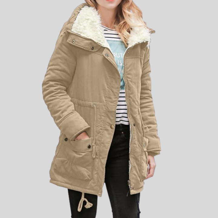Drune | Parka Jacke Gefüttert Mit Fellbesatz Verstellbare Taille Winddicht Und Warm