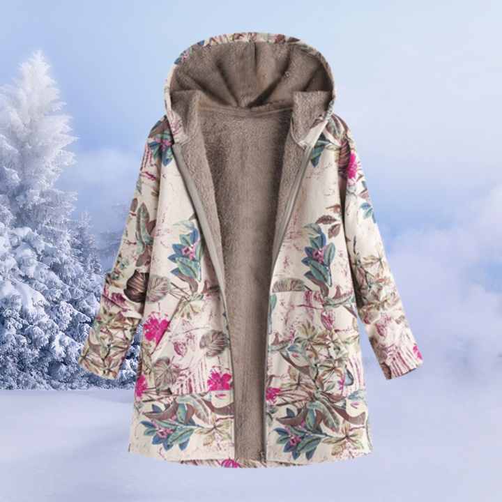 Drune | Damen Winter Kapuzenmantel - Bedruckt
