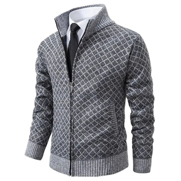 Drune | Herren Frühlingsjacke mit Reißverschluss und geometrischem Muster