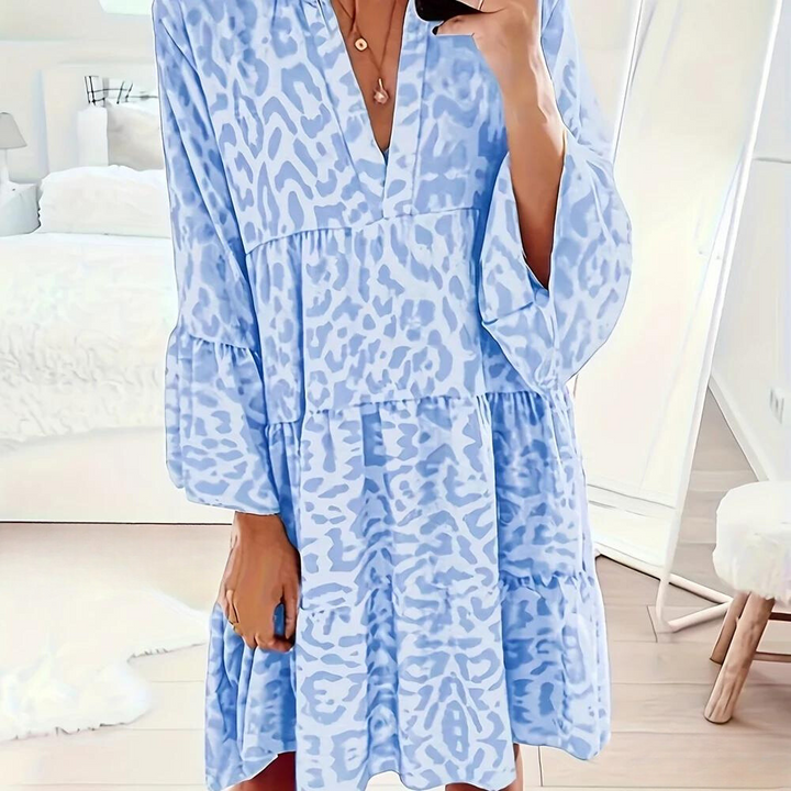Drune | Boho Kleid mit Leopardenmuster für Damen, Plus Size