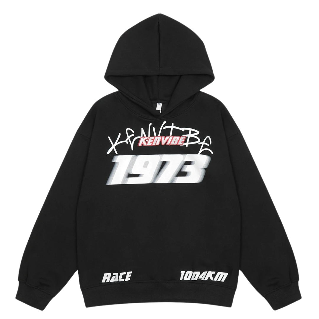 Drune Hoodie - Weinlese - Speed Druck Gestickt