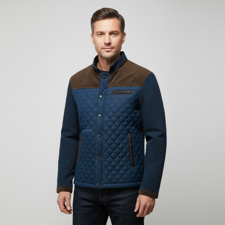 Drune | Jacke - Steppdesign - Normale Passform - Wildlederelemente - Hoher Kragen