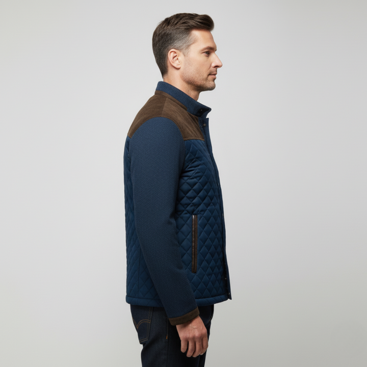 Drune | Jacke - Steppdesign - Normale Passform - Wildlederelemente - Hoher Kragen