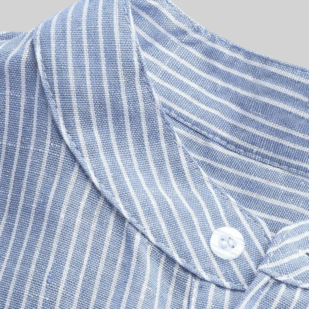 Drune – Lässig – Kurta Mit Halblangem Knopf Und Streifenmuster