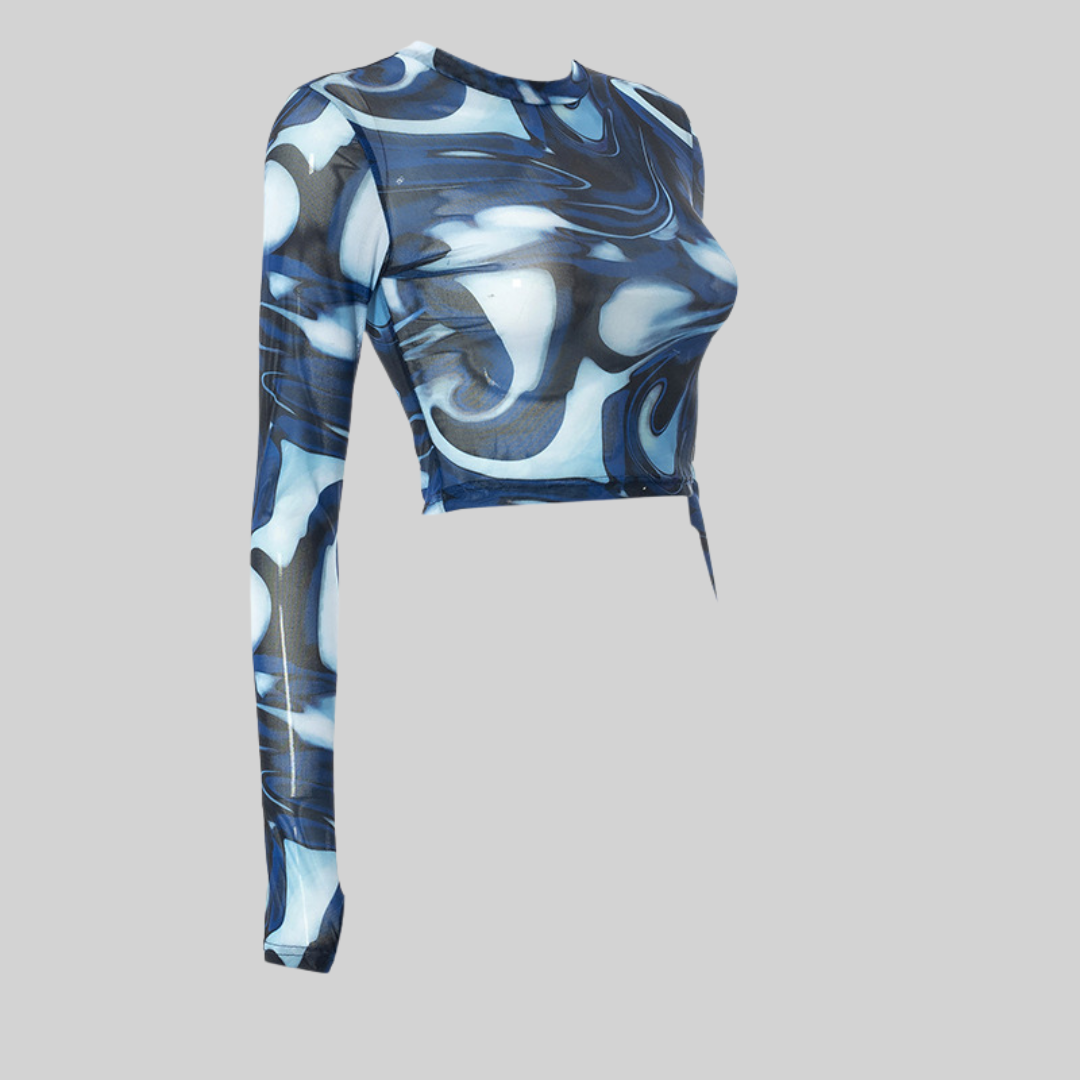 Drune Top - Jahrgang - Transparentes Netzshirt