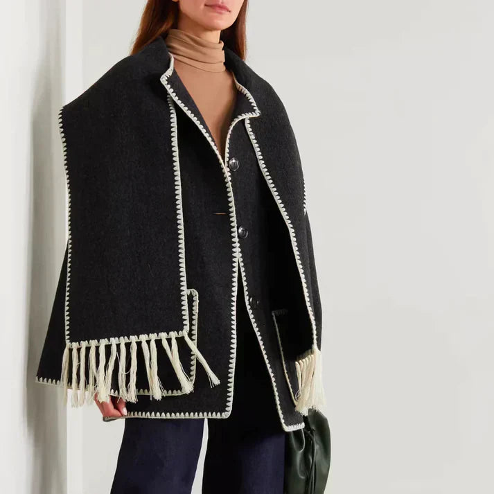 Drune | schal jacke aus wollmischgewebe