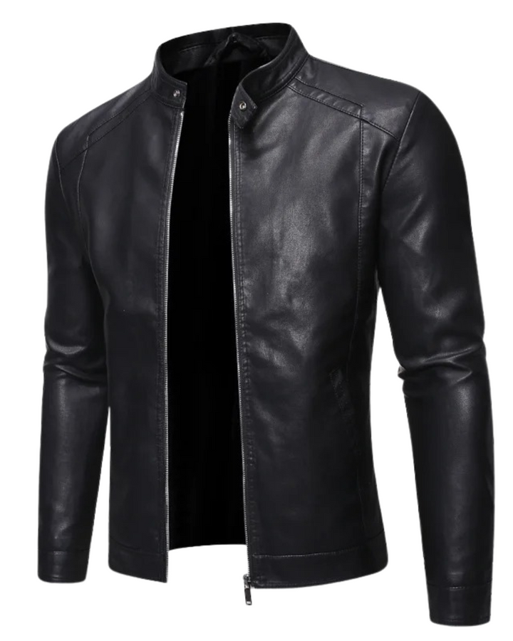 Drune | Lederjacke mit Stehkragen