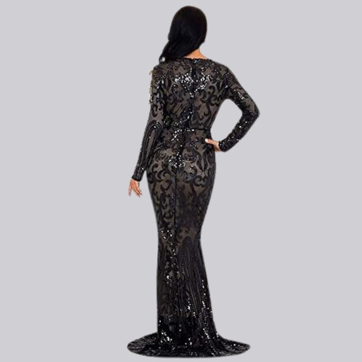 Drune | Abendkleid mit langen Ärmeln und Pailletten