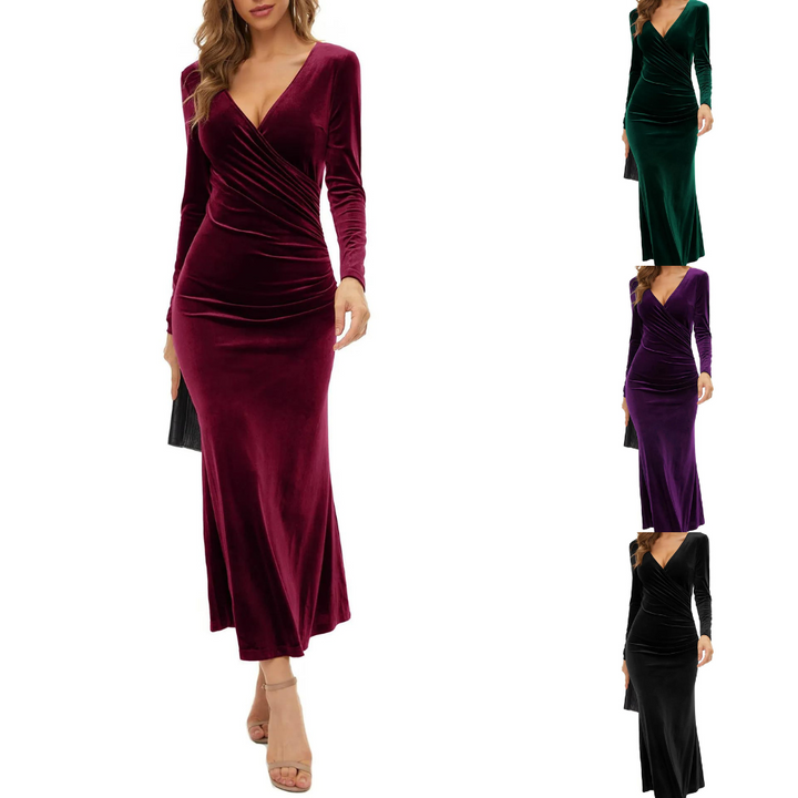 Drune | Langärmeliges Bodycon-Midikleid Aus Samt