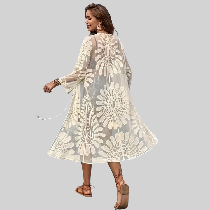 Drune Mesh Überwurf – Boho – V-Ausschnitt Bestickt