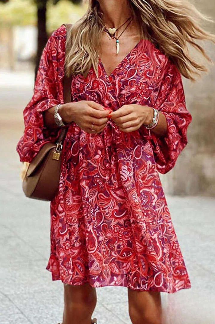 Drune | Mini Kleid mit V-Ausschnitt und Blumenmuster
