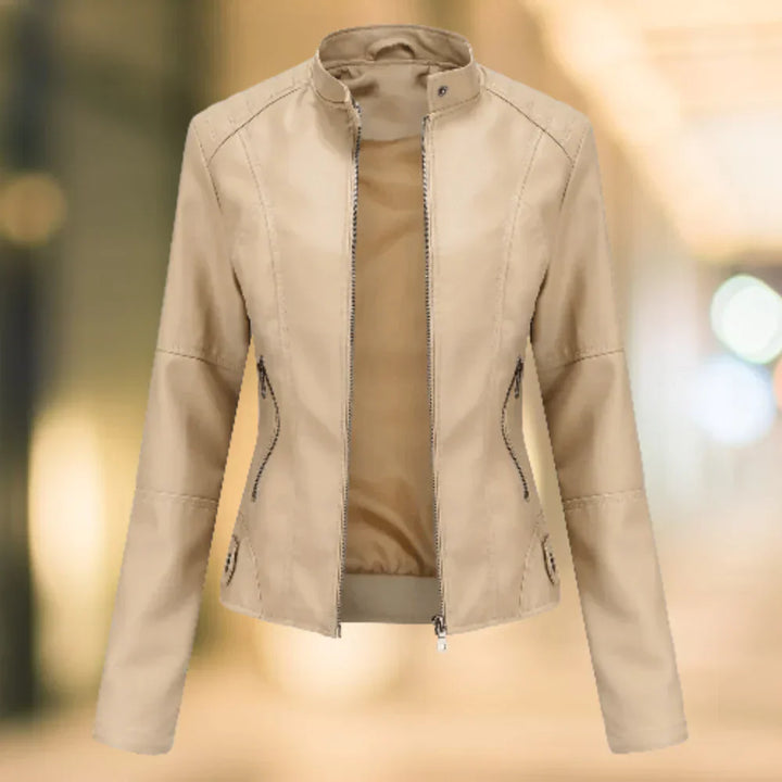 Drune | Lederjacke Slim Fit Stehkragen Reißverschluss Hüftlänge