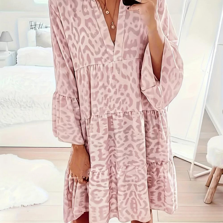 Drune | Boho Kleid mit Leopardenmuster für Damen, Plus Size