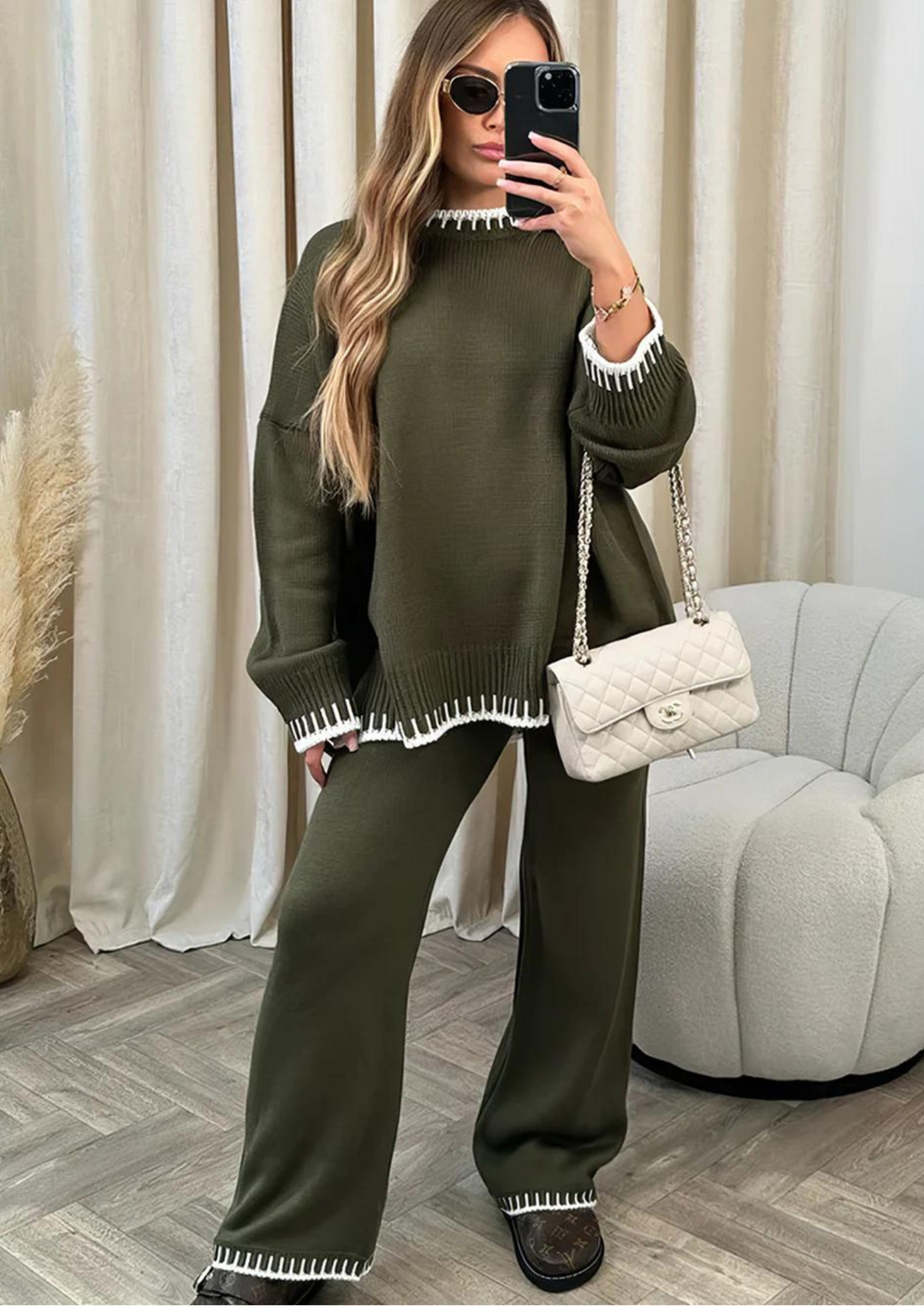 Drune | Damen Loungewear Satz mit Weiter Hose und Pullover