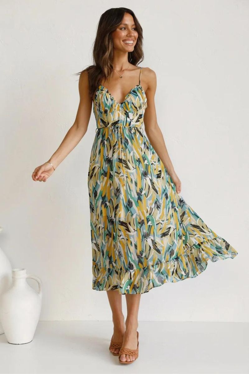 Drune | Buntes Midi-Kleid
