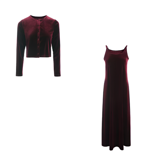 Drune | Elegantes Set aus Samtweste und Kleid mit Gürtel