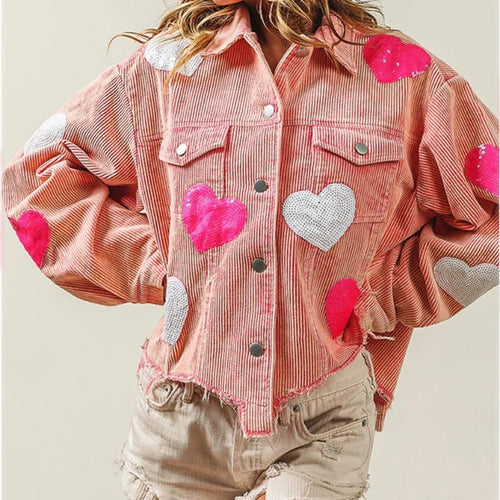 Drune | Cordura Bomberjacke mit Paillettenherz