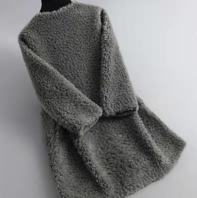 Drune | Wollmischung Relaxed Fit Mantel - Mit Patten Taschen Offener Frontmantel