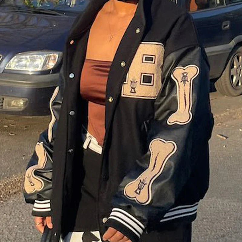 Drune | Varsity Streetwear Bomberjacke mit bestickten Patches