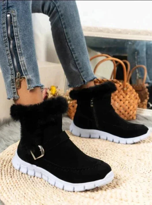 Drune | Samt Mid-Tube-Stiefel für Damen – Gemütlicher & Stilvoller Komfort