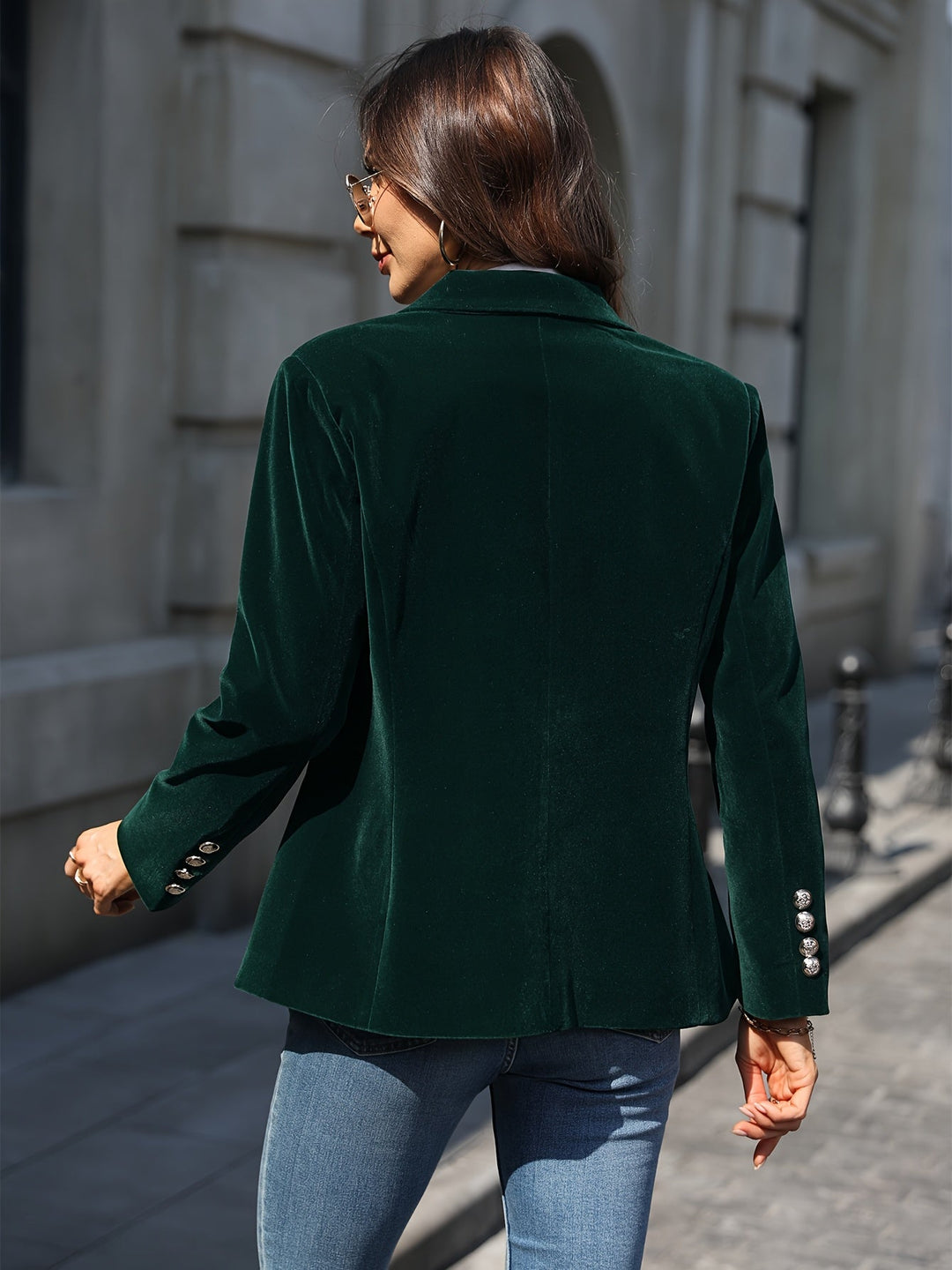 Drune | Samt-Blazer für Damen - Taillierte Passform, goldene Knopfakzente