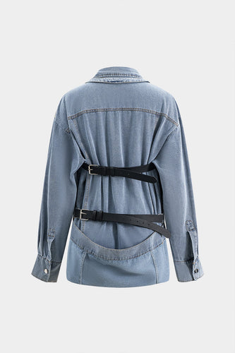 Drune | Übergröße Denim Hemd mit Knopfleiste Lässiger Allrounder