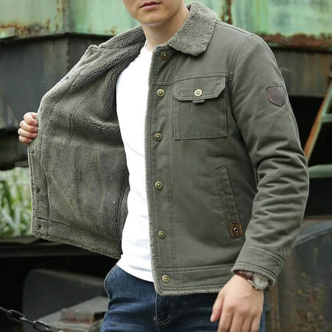 Drune | Herren casual Winterjacke mit Knöpfen Brusttasche