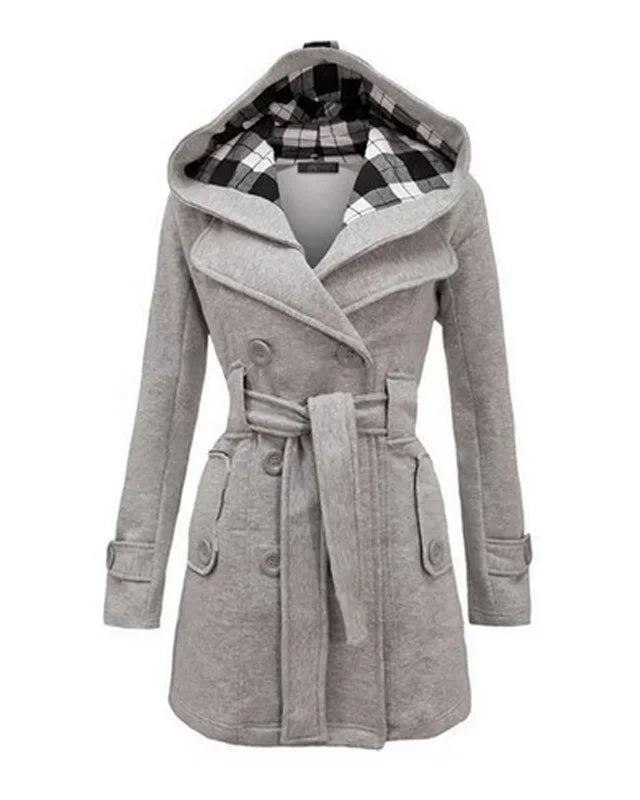 Drune | Kapuzen-Peacoat - Zweireihiges Design - Warmer Wollmix - Winteroberbekleidung