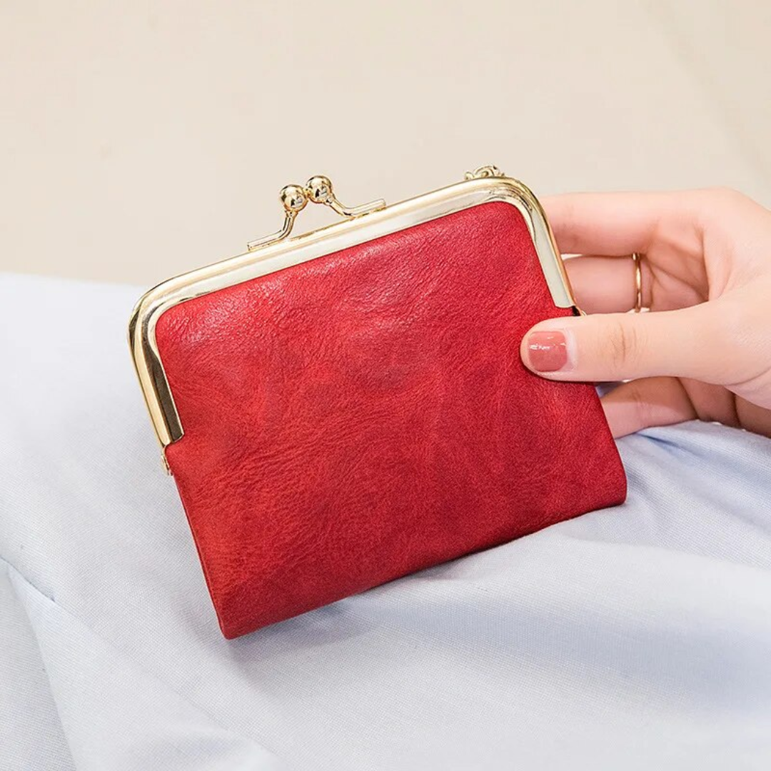 Drune | Kiss Lock Tasche - stilvolle Damen Münzgeldbörse
