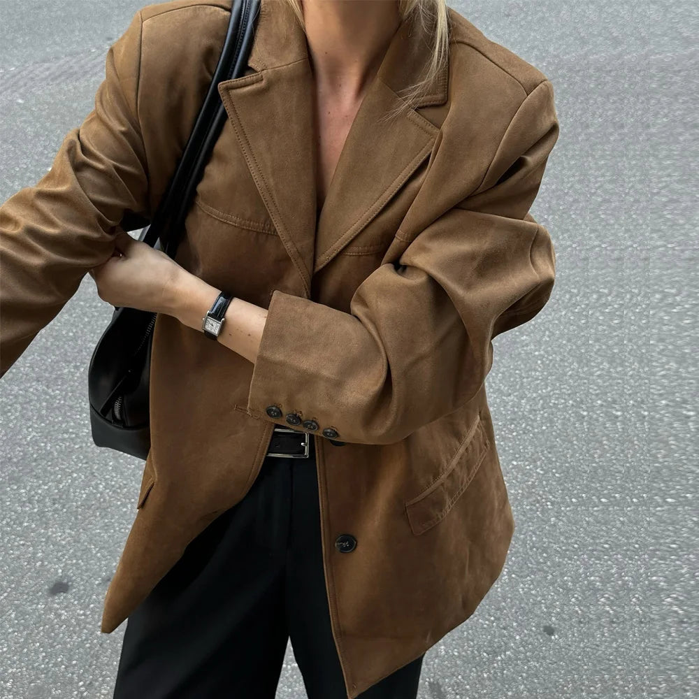 Drune | Braune Lederjacke - Premium Wildleder für Übergangsbekleidung