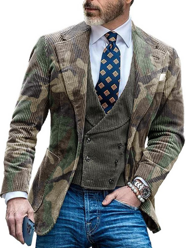 Drune | Vintage Camouflage Blazer Jacke für Männer - Lässige Passform