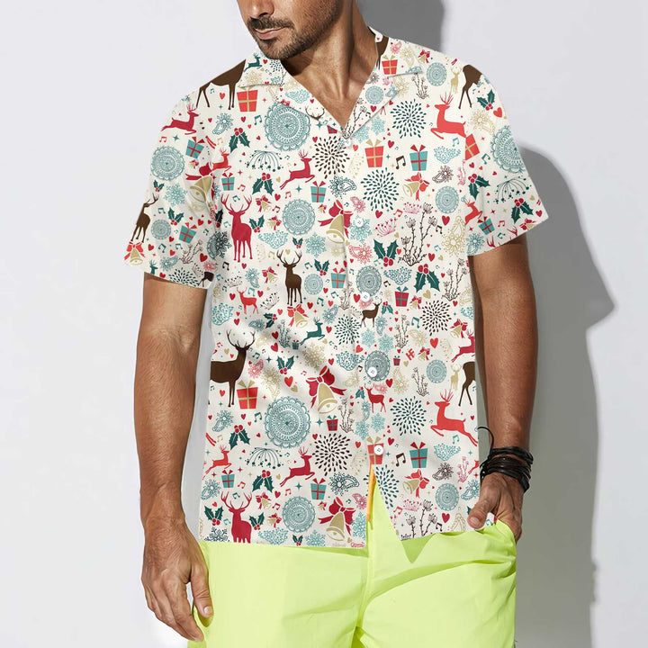 Drune | Vintage Weihnachtsrentier Hawaiian Shirt, Bestes Geschenk Für Weihnachten