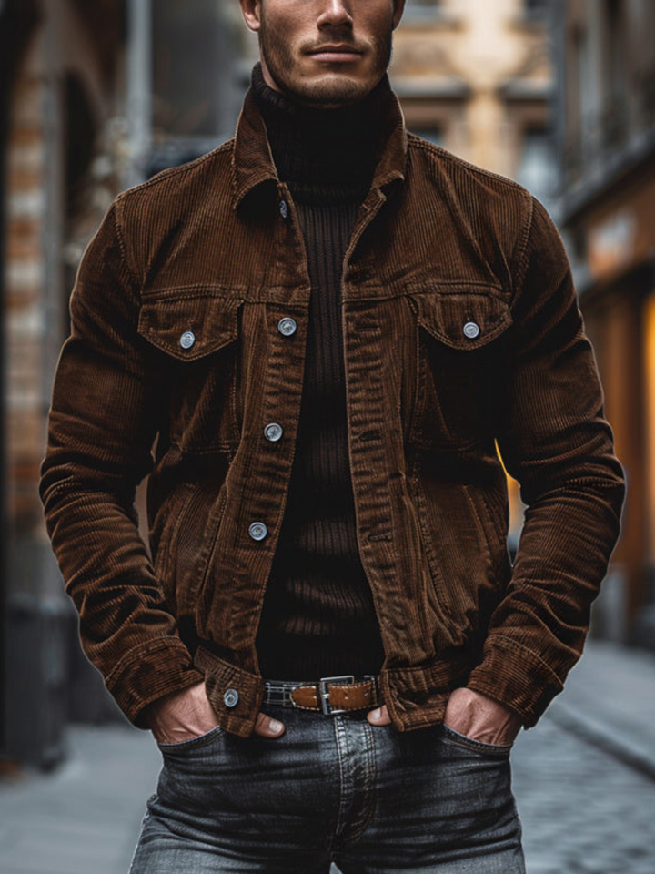 Drune | Vintage Cord-Stretch-Arbeitsjacke für Herren - Lockere Passform