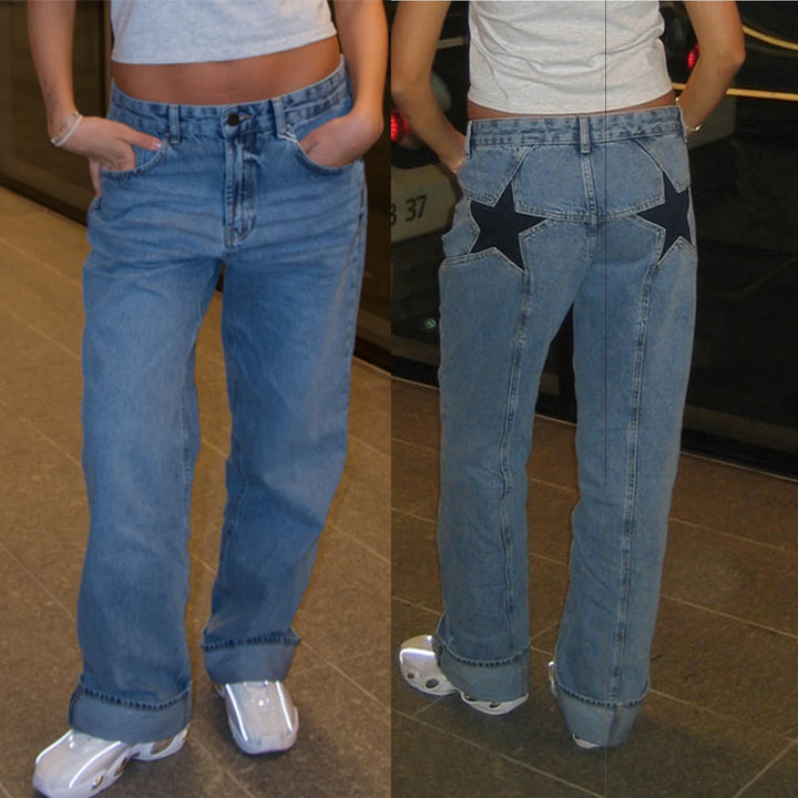 Drune | Damen Jeans mit Sternmuster
