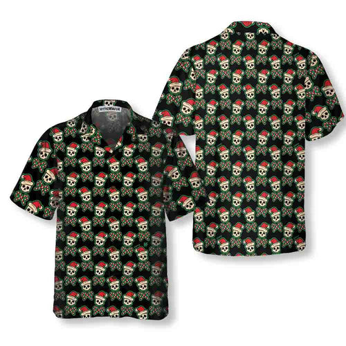 Drune | Vintage-Pirat-Santa-Schädel-Hawaiian-Shirt, Lustiges-Weihnachts-Santa-Shirt, Bestes-Geschenk-für-Weihnachten