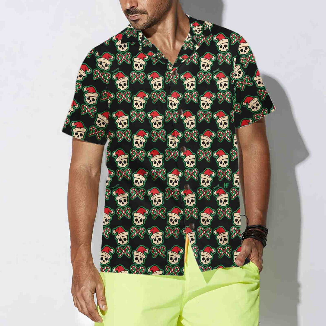 Drune | Vintage-Pirat-Santa-Schädel-Hawaiian-Shirt, Lustiges-Weihnachts-Santa-Shirt, Bestes-Geschenk-für-Weihnachten